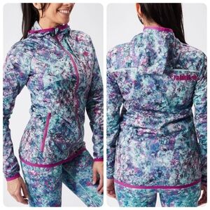 Rabbit‎ Women's Swish 2.0 Running Jacket Salt Air Leaves XL Purple Blue Swirl